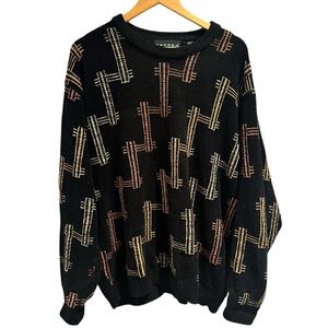 Tundra Abstract Black Sweater Vintage 90s Size‎ XL